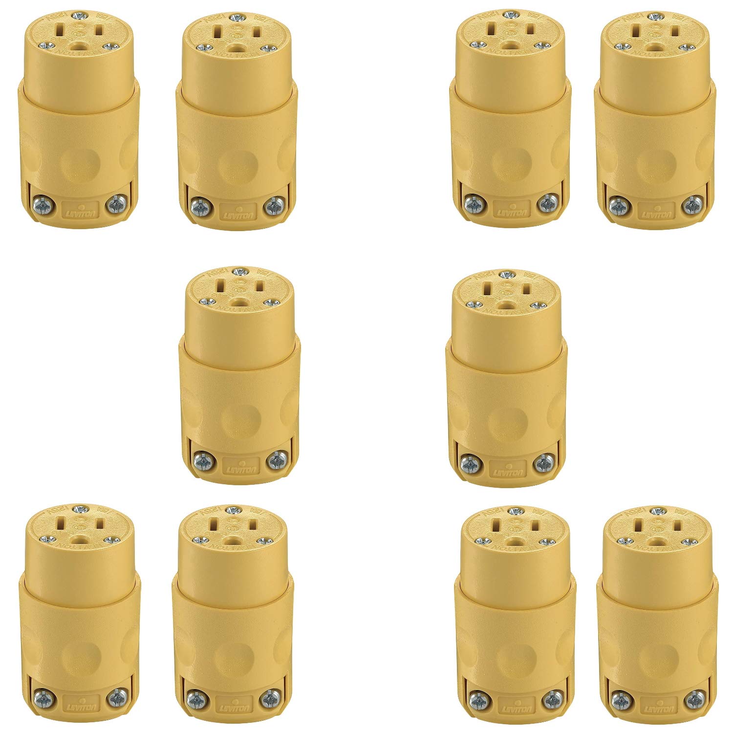 Leviton 515CV - Conectores de hoja recta de grado comercial, 1 unidad, color amarillo