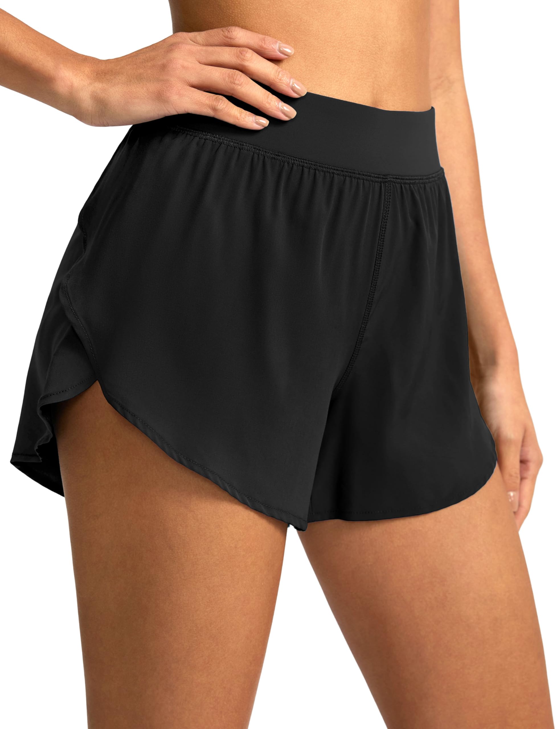 High Waisted Athletic Running Shorts for Women Dolphin Short High Split Quick Dry Gym Workout Shorts with Liner-image-45