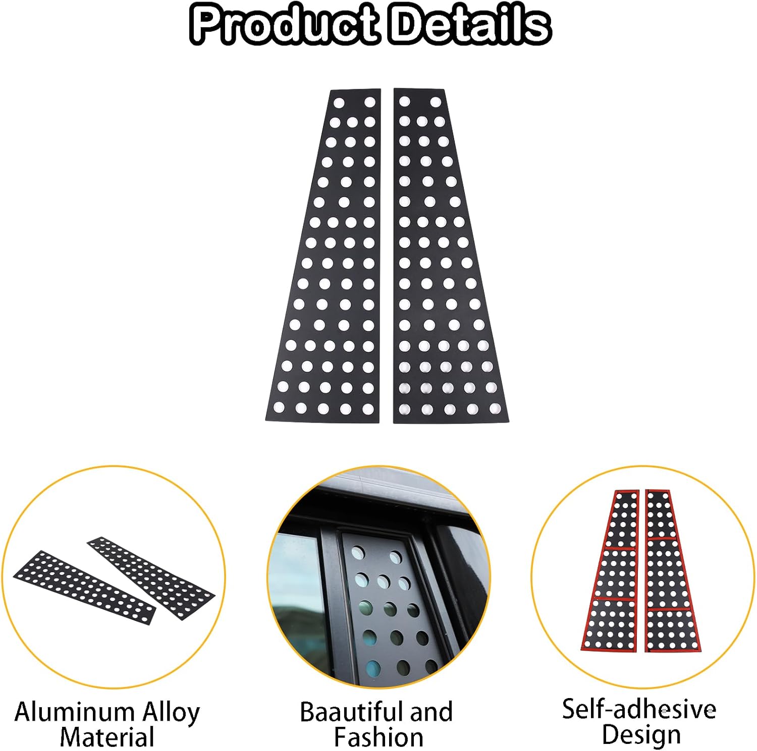 Rear Side Window Louvers Panel Cover Compatible with Land Rover Discovery 2 Exterior Accessories 1998-2004, Aluminum Alloy Rear Window Louvers Air Vent Panel Cover