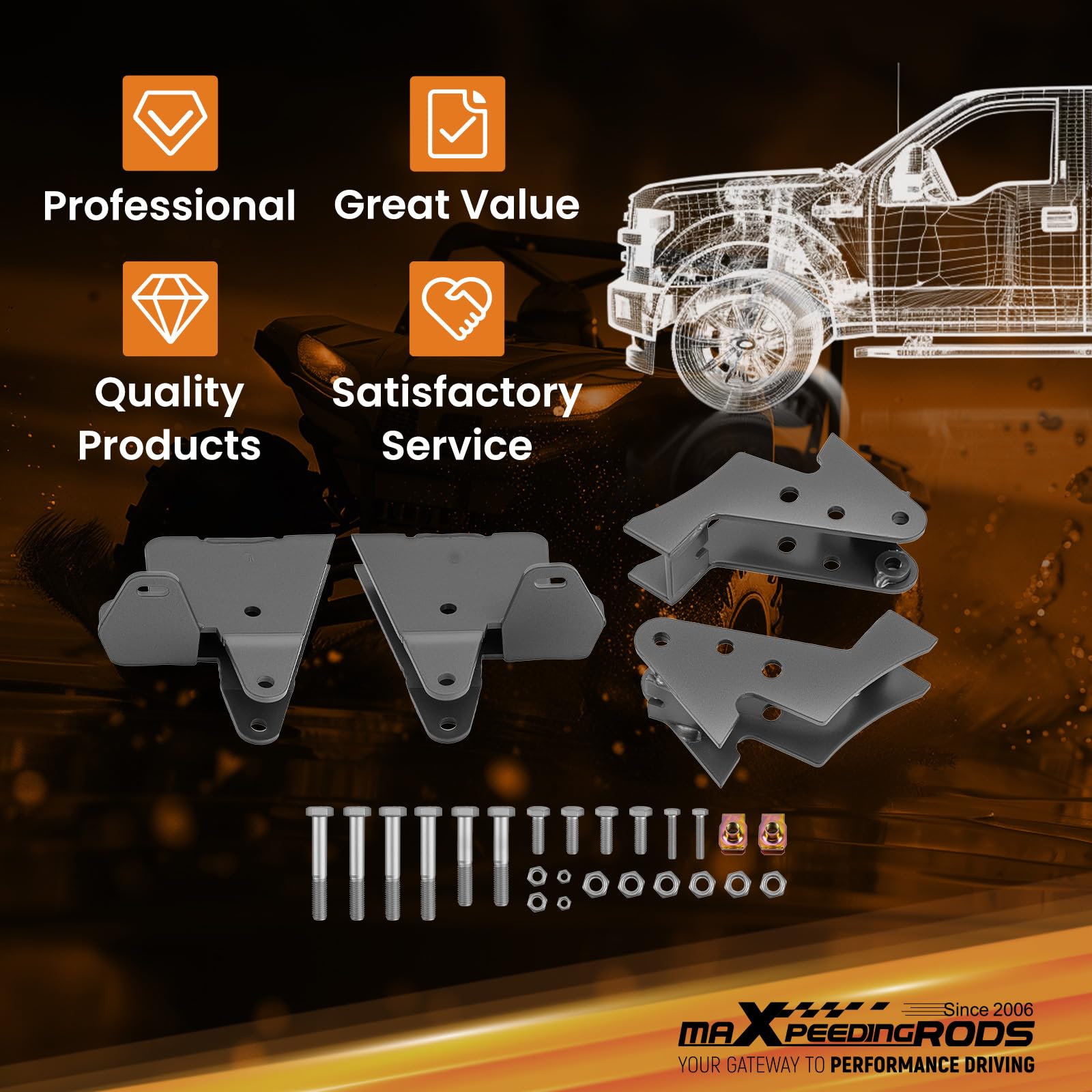 maXpeedingrods Lot de 4 kits de rehausse de 2,5" pour Can-Am Commander/Commander Max à partir de 2012