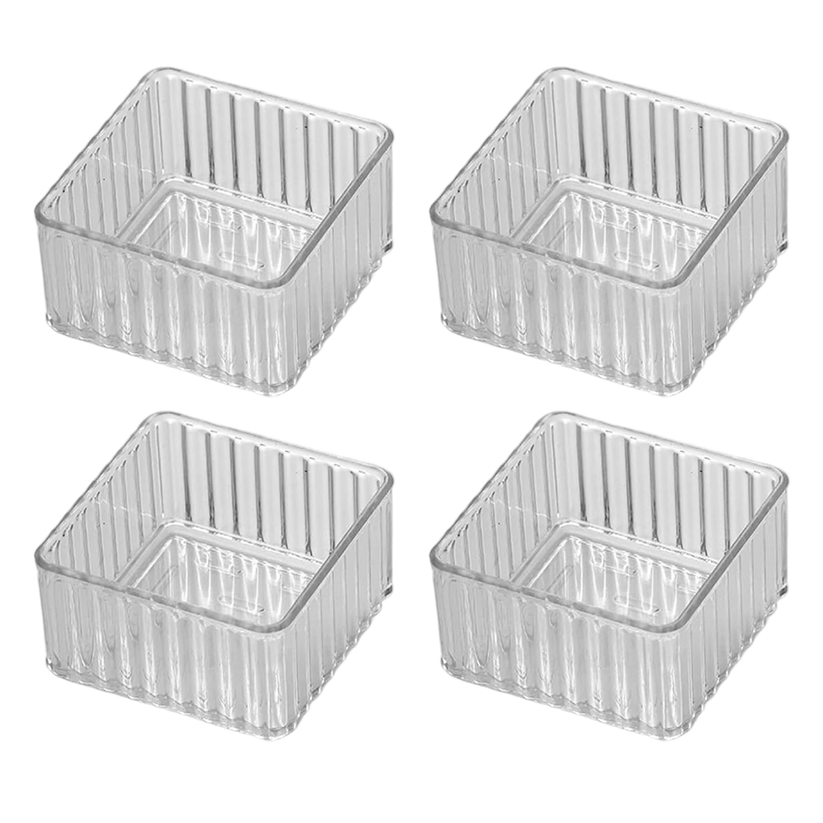 Kaeltsyn 4Pcs Drawer Organiser Dividers Multi Size Clear Cabinet Organiser Tray Drawer Storage Bin for Kitchen Utensils Jewelry Stackable Desktop Planner