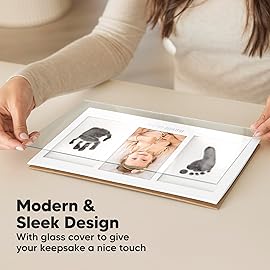 Inkless Hand and Footprint Kit, Boy, Girl, Newborn Keepsake - No Mess Ink Pad for Baby Handprint,Clean Touch Paw Print Kit for Dog Picture Frame,Personalized Baby Christmas Shower Gifts(Vintage White)