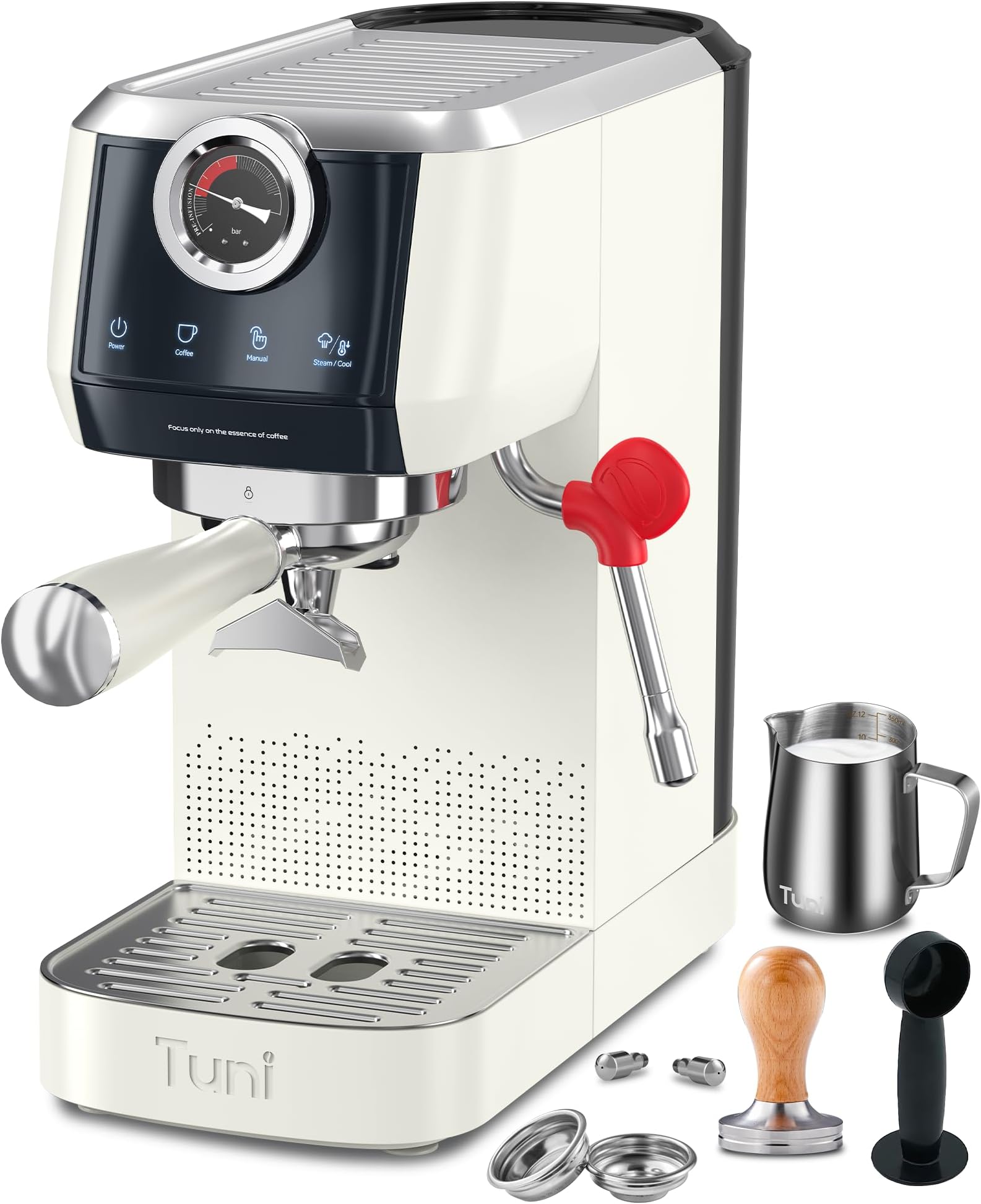 Tuni E2 58mm Espresso Machine 20 Bar Double Boiler Coffee Maker with 10mm Steam Milk Frother Semi-Automatic Coffee Maker with UKLA Pump for Espresso, Cappuccino, Gift for