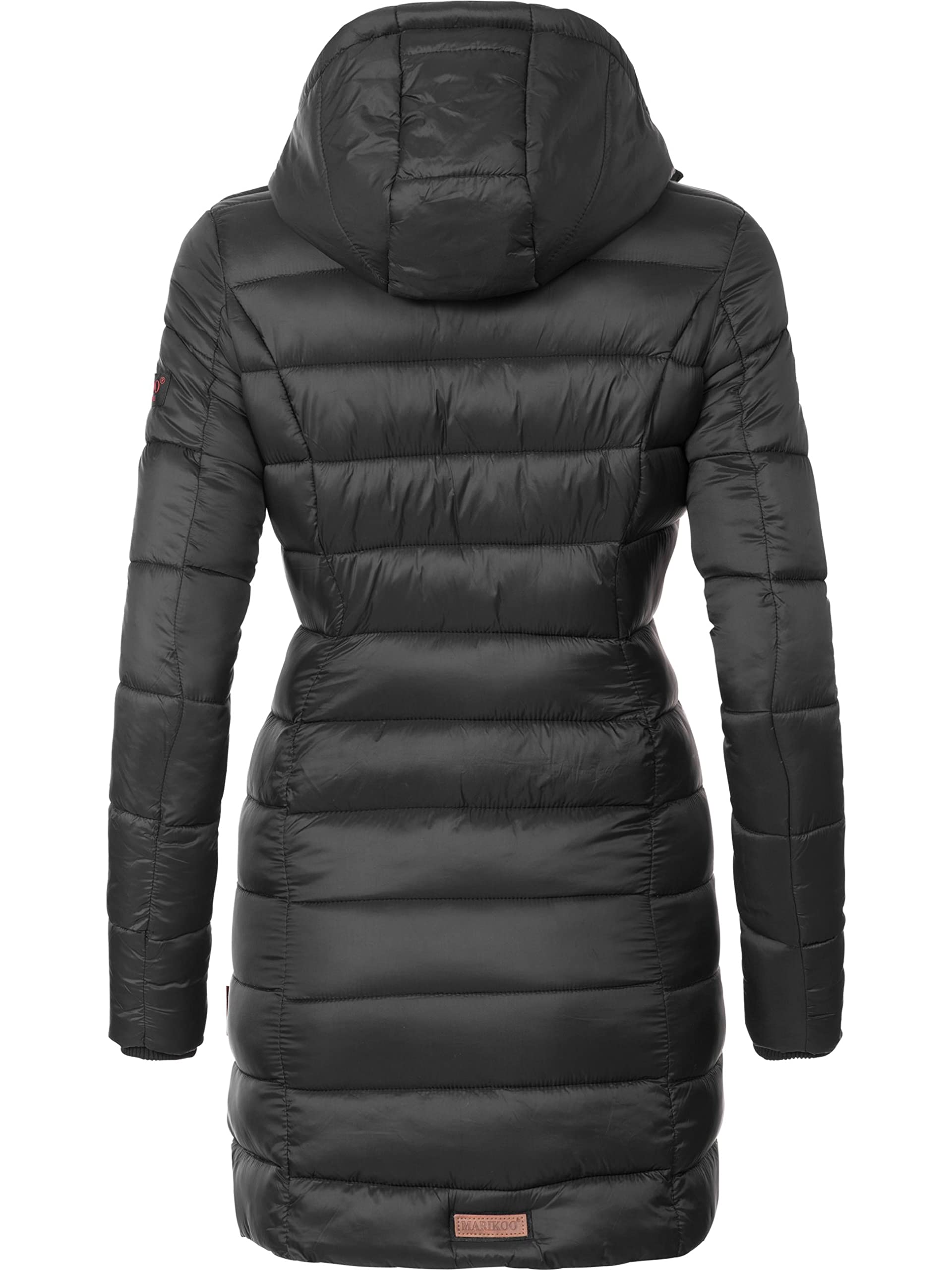 MARIKOO Damen langer Wintermantel warmer Steppmantel mit abnehmbarer Kapuze Abendsternchen XS-6XL