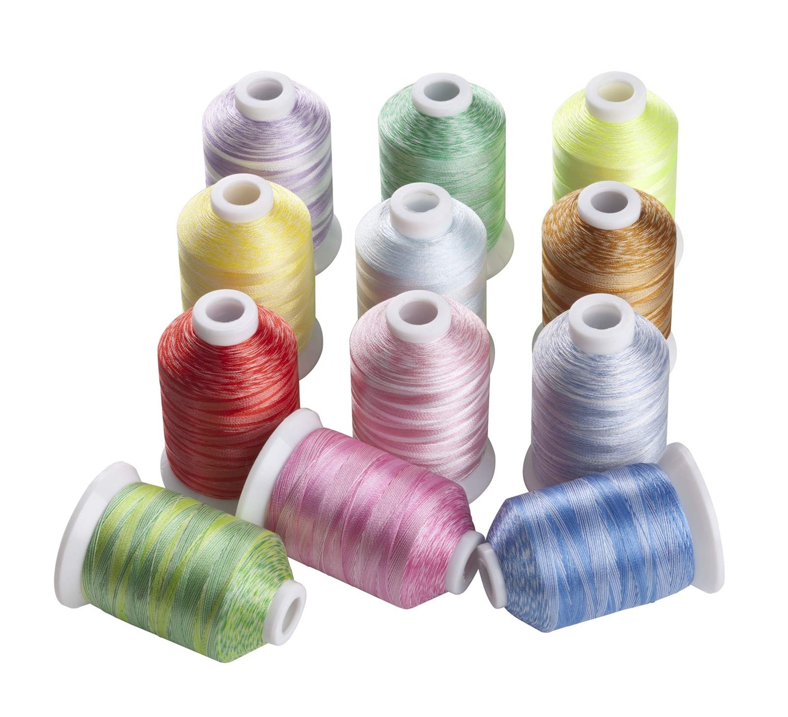 Ricamo fili Colori variegati Multi-colori Filo di ricamo in poliestere 12 colori 1100 yards per bobina da te (Color : 12 colors D)