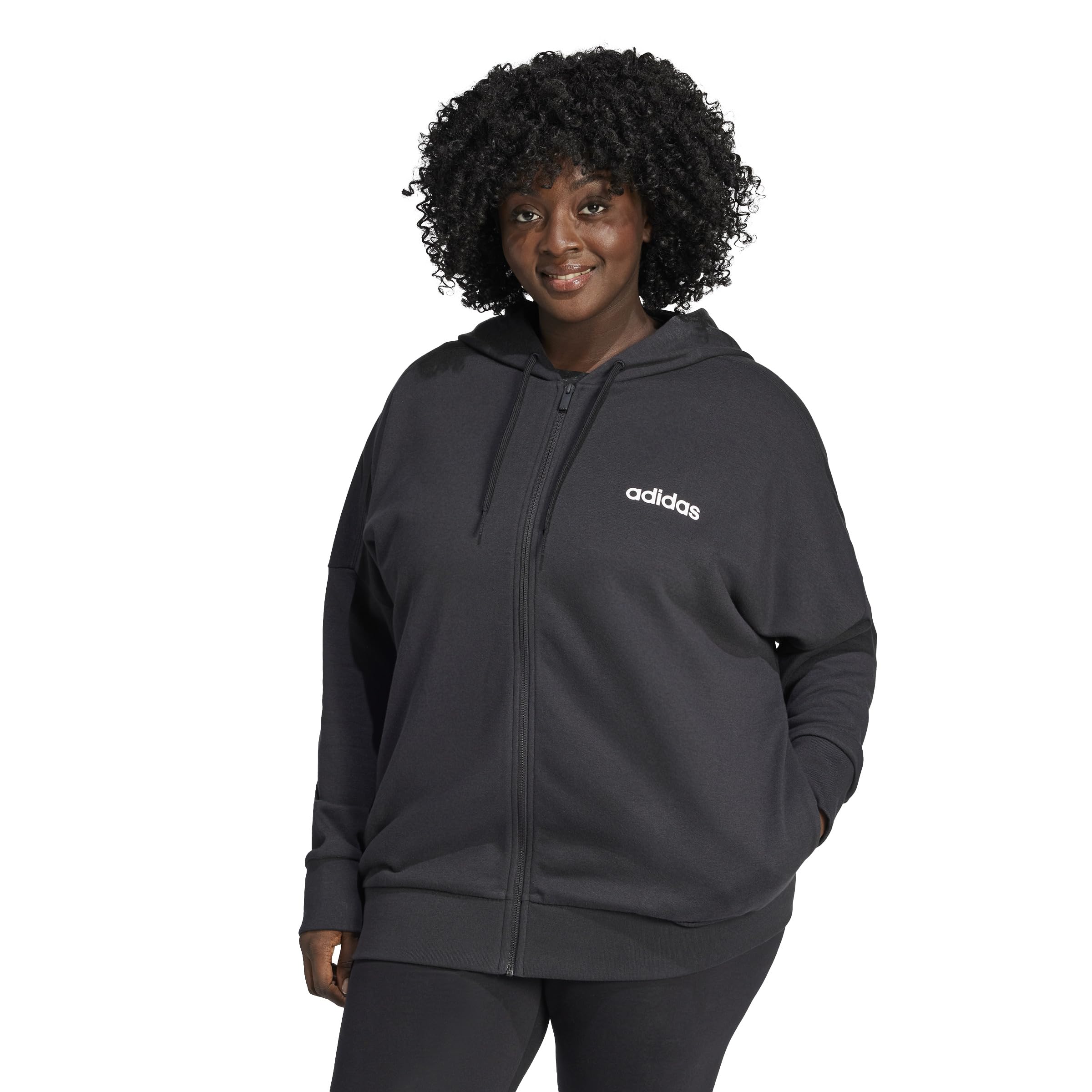 adidas Women's Chaqueta con Capucha Essentials Linear French Terry