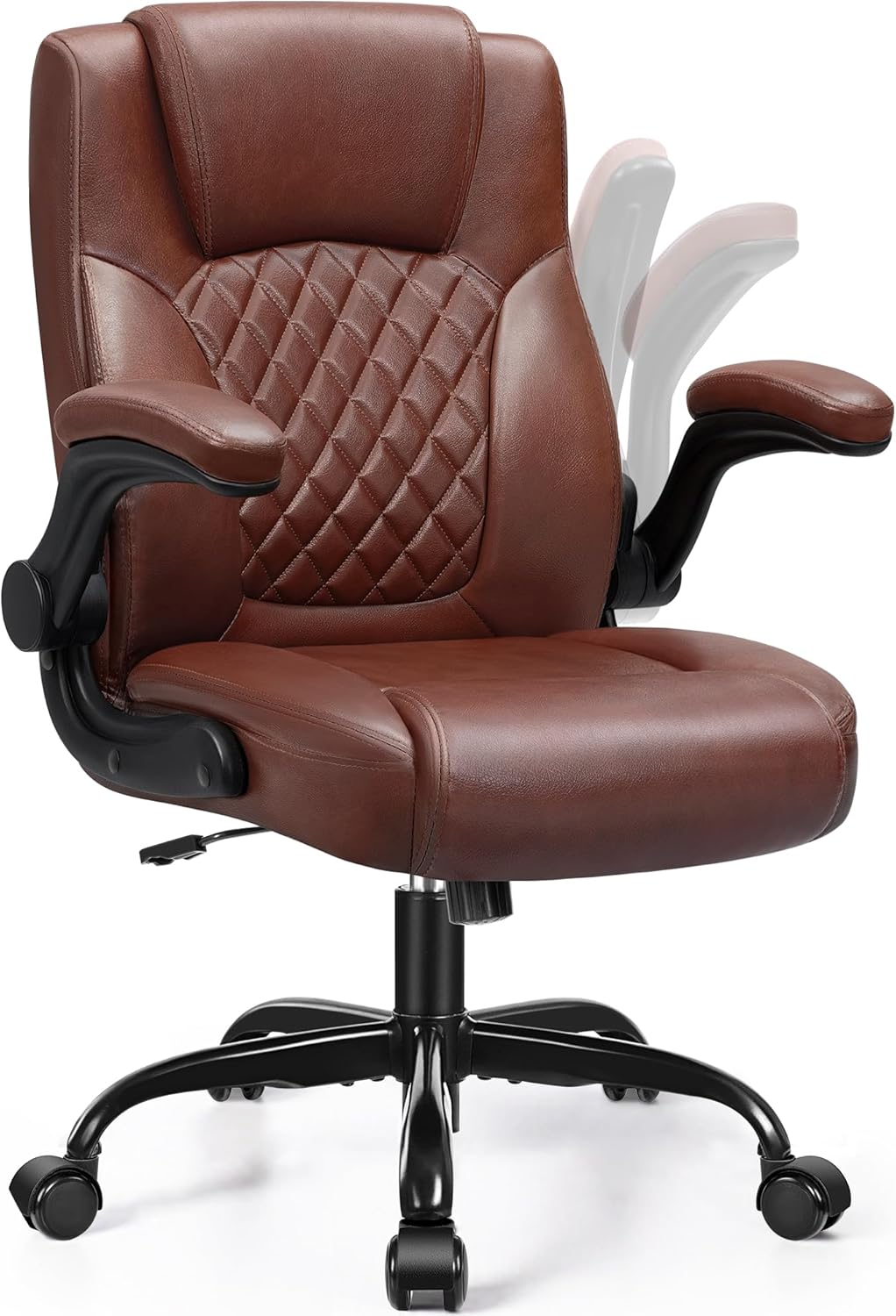 Leather Office Chair, PU Home Computer Desk Chairs with Ergonomic Back Support, 360° Swivel Free,Small Gmaing Chair with Wheels and Adjustable Armrests, for Short People Use, Vintage Brown Leather Office Chair, PU Home Computer Desk Chairs with Ergonomic Back Support, 360° Swivel Free,Small Gmaing Chair with Wheels and Adjustable Armrests, for Short People Use, Vintage Brown