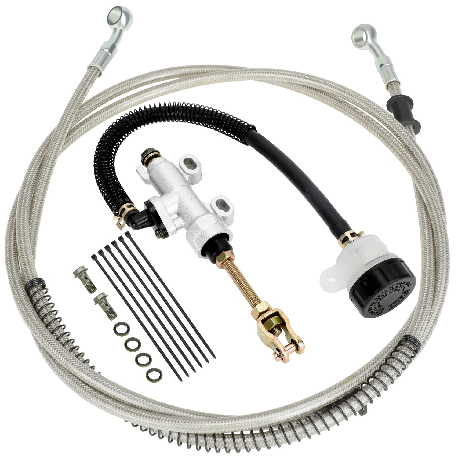 YOXUFA Rear Brake Master Cylinder Reservoir Hose Line for 90cc 110cc 125cc 150cc 200cc 250cc Arctic Cat Suzuki Chinese ATV Quad Pit Dirt Bike Yerf Dog Helix Coleman Go Kart Cart Buggy Motorcycle Parts