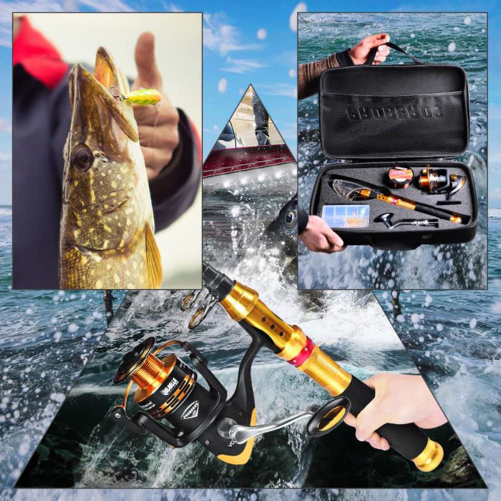 Kit de Canne à Pêche,InnovTec 2.7m Ultra Léger Canne à Pêche Télescopique en Fibre de Carbone,11+1BB 5.0:1 Rapport de Vitesse Moulinet Traînée Maximale 8kg Ensemble de Matériel de Pêche