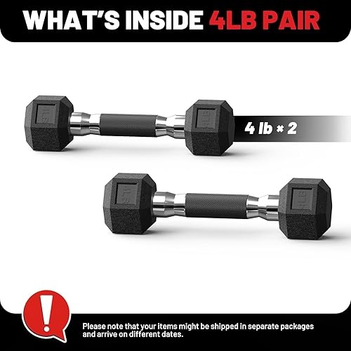 Miniatura 2 de PAPABABE Hex Dumbbell Set with Rubber Grip 2.5-125lb, Odorless Rubber Coated Weight Fixed Dumbbells Set of 2, Weights for Women at Home, Hand