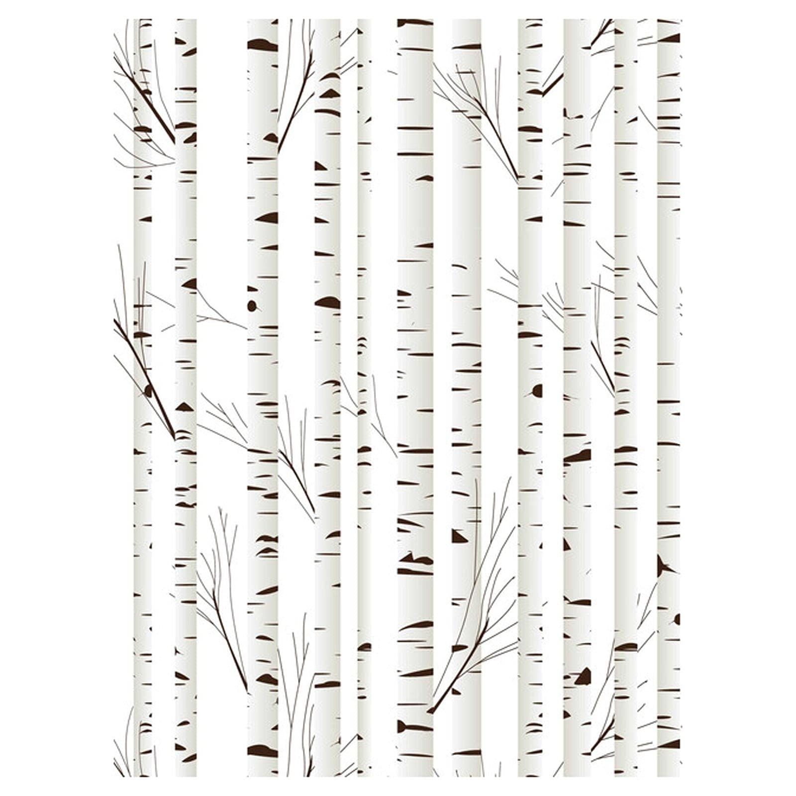 Pegatinas de Pared Pegatinas de pared Pelar y palo extraíble pintura a mano acuarela negro / blanco abedul de abedul auto adhesivo prepasado fondo de pantalla para la decoración de la pared del dormit