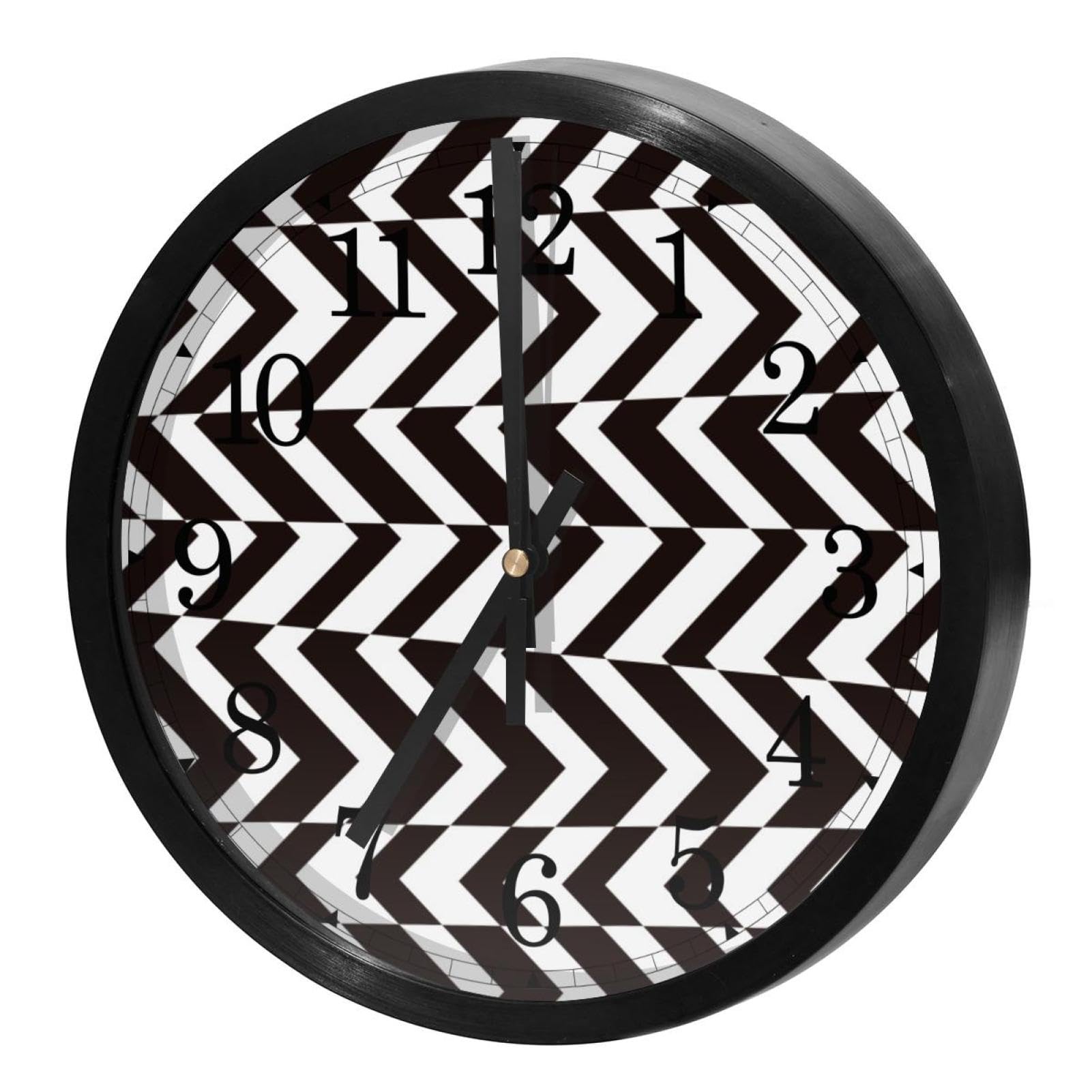 Horloge murale sans tic-tac ronde à quartz au cadran graphique épuré