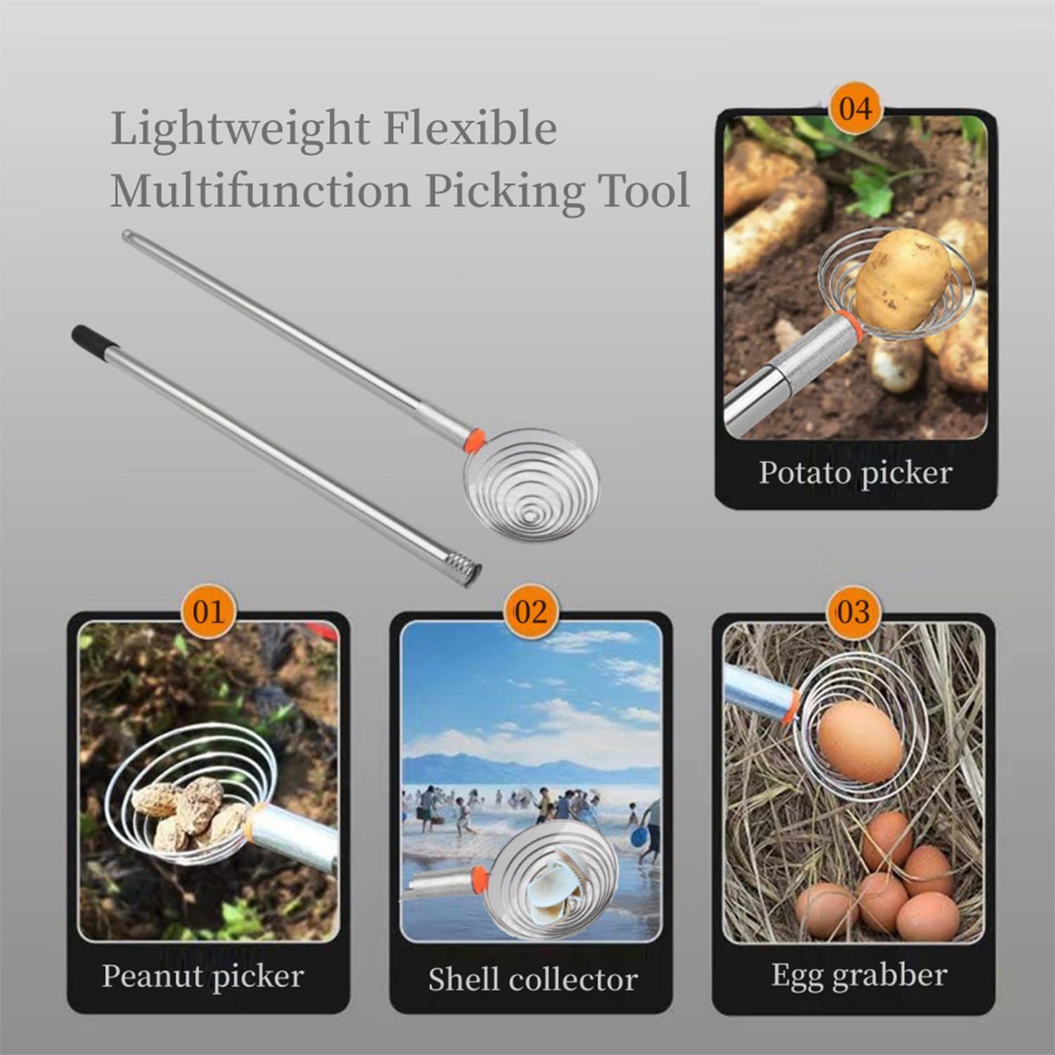 zenithstar Egg Grabber for Chicken Eggs, Nut Picker Tool & Pecan Roller Picker Upper,Detachable Nut Gatherer for Walnuts, Sea Glass, Shells & Beachcombing, Ideal for Kids & Adults