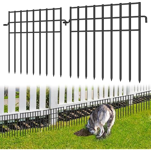 35 Panels Animal Barrier Fence, 13in(H) x 35.5ft(L) Dog Digging Fence Barrier, 1.2 in Gap Anti Dig Garden Edging Border, Rustproof Metal Ground Defense Border for Outdoor