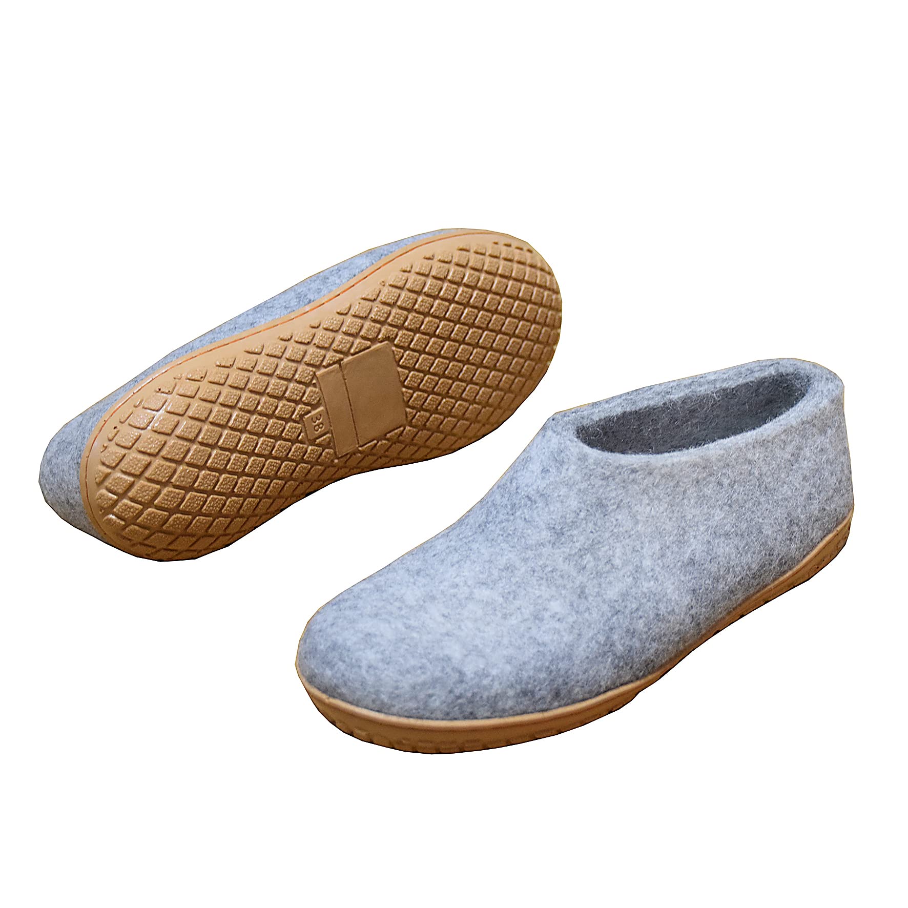 Filz Hausschuhe - Damen Outdoor Hüttenschuhe mit Gummisohle - handgemachte Slipper aus 100% Schurwolle