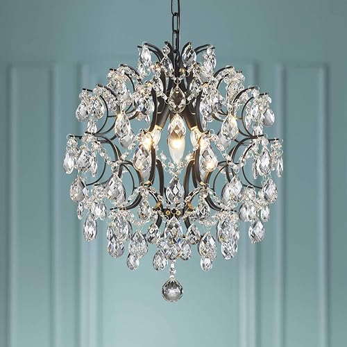 Miniatura 5 de Bestier - Candelabro moderno negro con gotas de lluvia de cristal, lámpara de techo colgante para comedor, baño, dormitorio, sala, entrada requiere