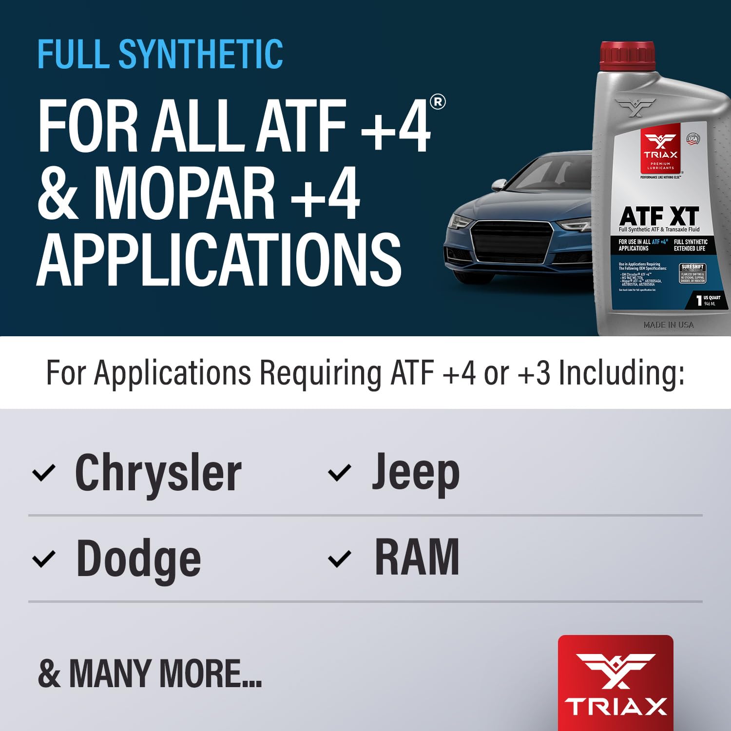 TRIAX ATF XT ATF+4 Fluido Transmisión Automática Sintético - Para Chrysler Jeep Dodge RAM Fiat MS 9602 (6x946 ml (6 quart pack)) - 3