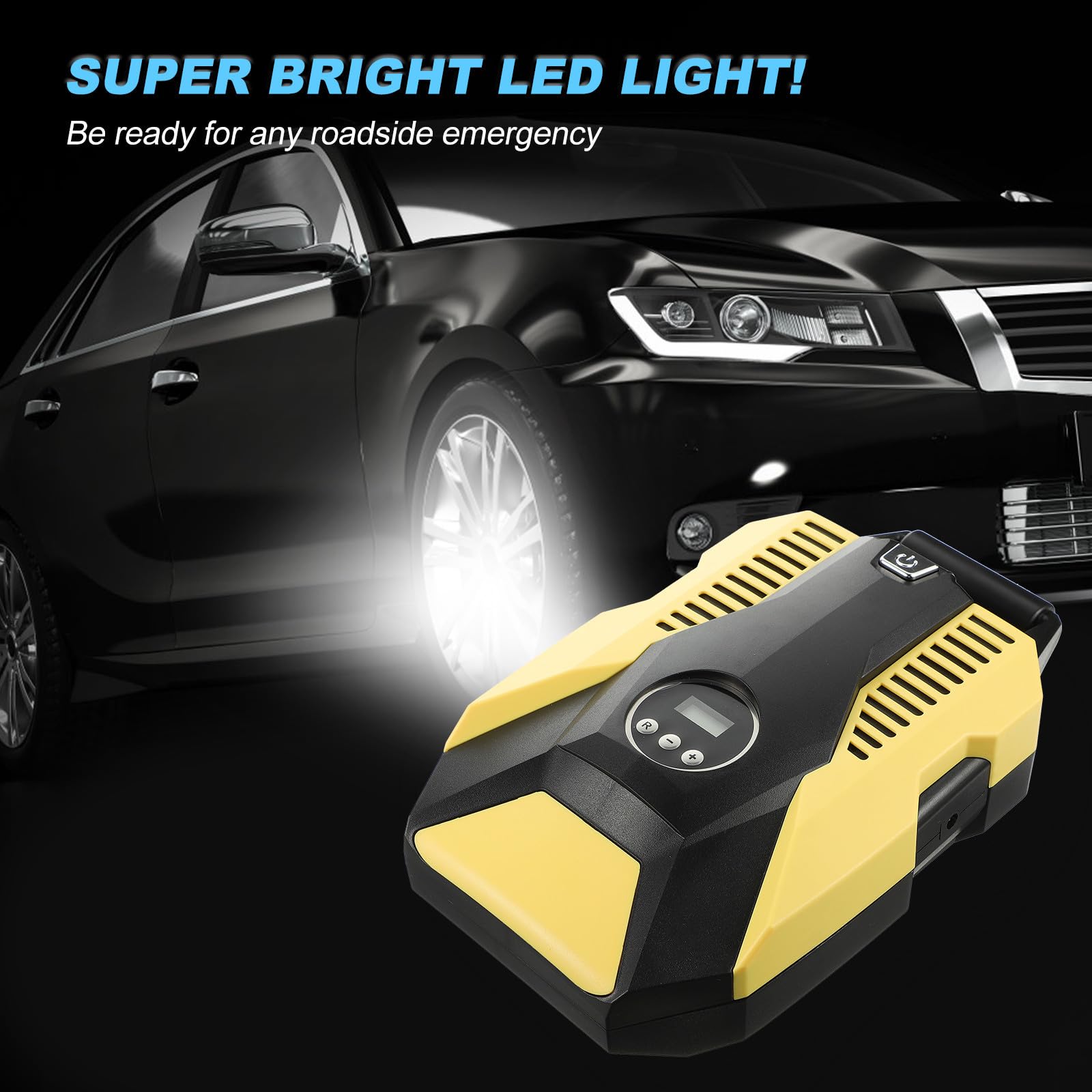 Hemobllo Inflador Portátil de Neumáticos para Mantener Presión Estable 12v para Coche con Pantalla Digital, Función de Parada Automática y Material Abs Resistente