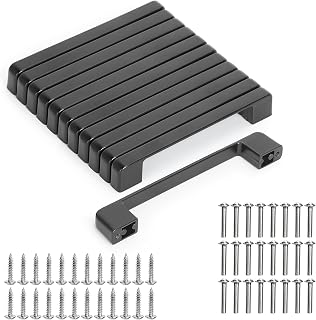 GOTRUST 12pcs Möbelgriffe Schwarz Matt, Griffe für Küchenschränke 128mm Lochabstand, Küchengriffe Modern Schrankgriffe mit Schrauben für Schublade, Möbel, Badezimmer, Wohnzimmer