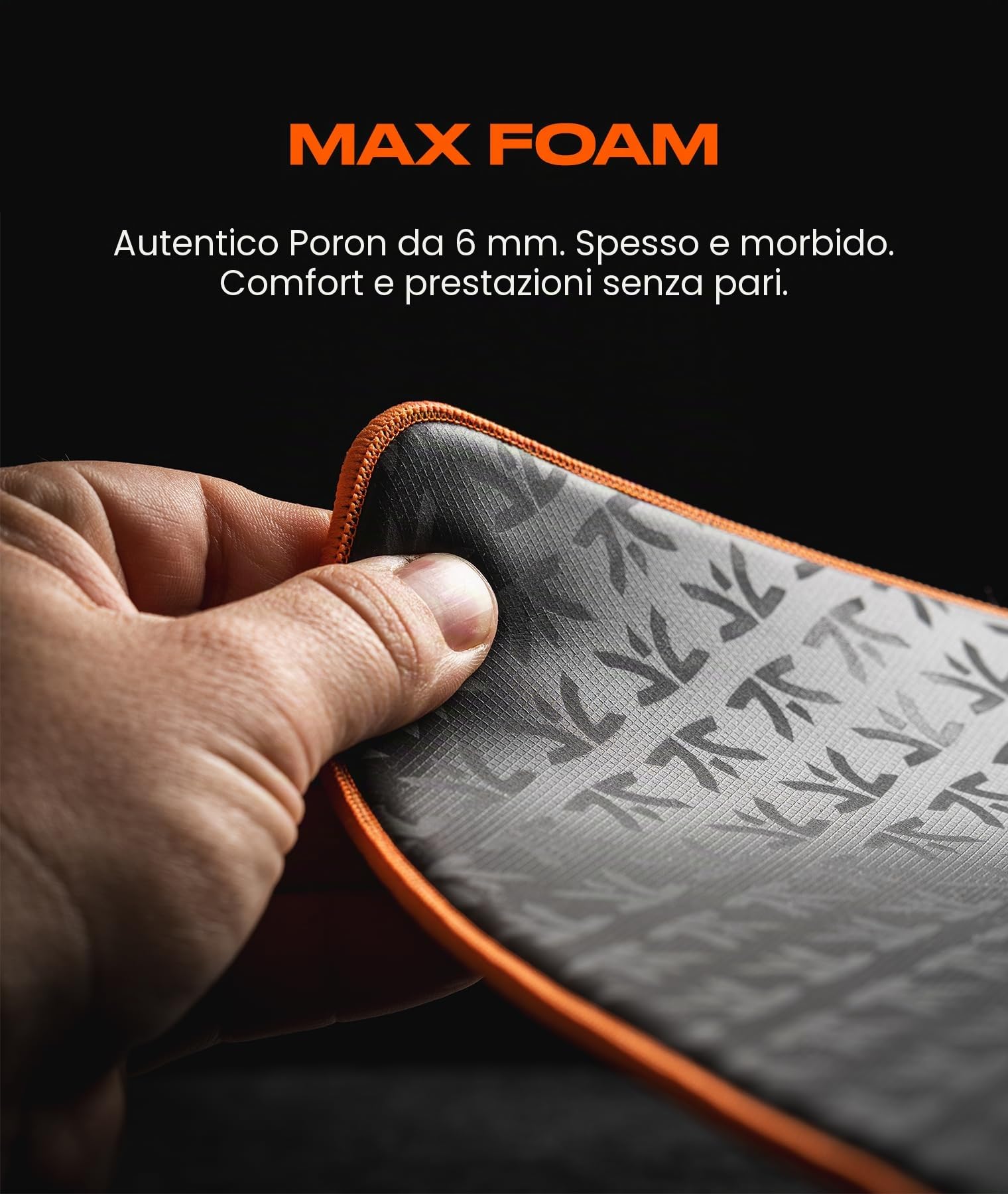 Fnatic MAX Dash L PRO - Tappetino per Mouse da Gioco con Superficie Veloce ​​in Tessuto Testurizzato Arancione, Rivestimento Resistente all'acqua, con Base in Schiuma PORON Antiscivolo (480x400x6mm)