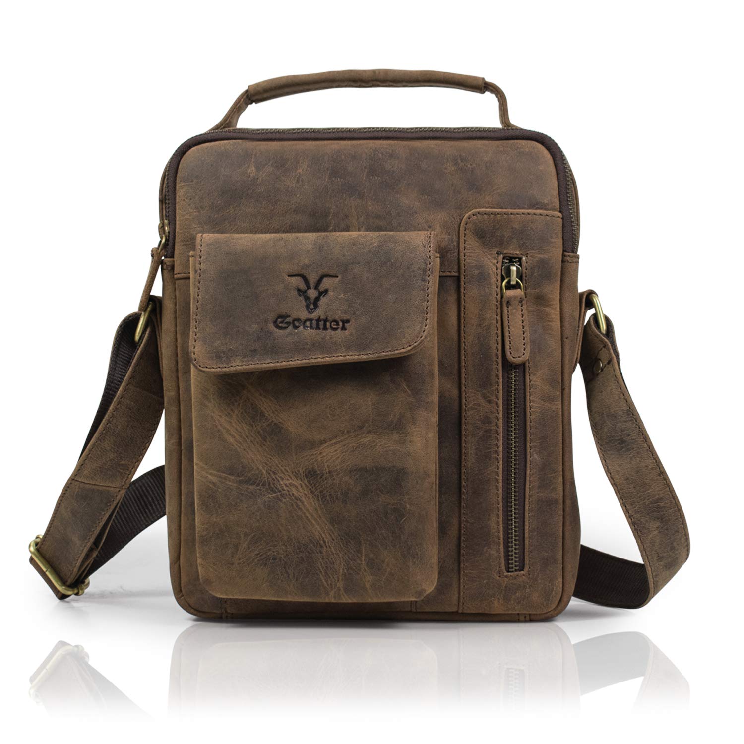 goatter Hunter Leather 11”Inch Messenger Bag For Men-picture-4