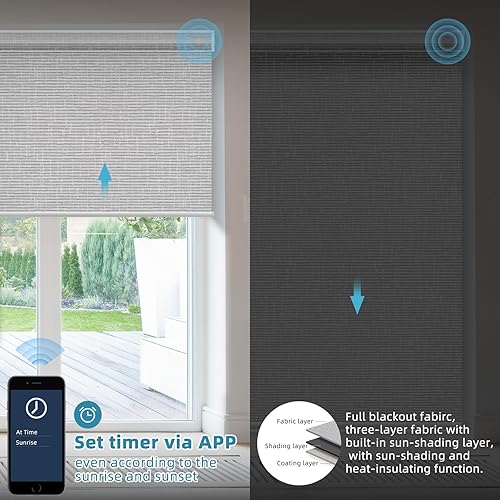 Miniatura 3 de SmartWings Persianas inteligentes motorizadas con control remoto, persiana enrollable opaca automática que funciona con hilo Alexa Homekit Google