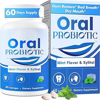 Oral Probiotics, 11 Billion CFU, with M18, A12, Oral Probiotics for Mouth Bad Breath for adults, Dry Mouth, Gum Health & Gum Restore, Chronic Halitosis, Fresh Breath, 60 Lozenges (Mint Flavor)