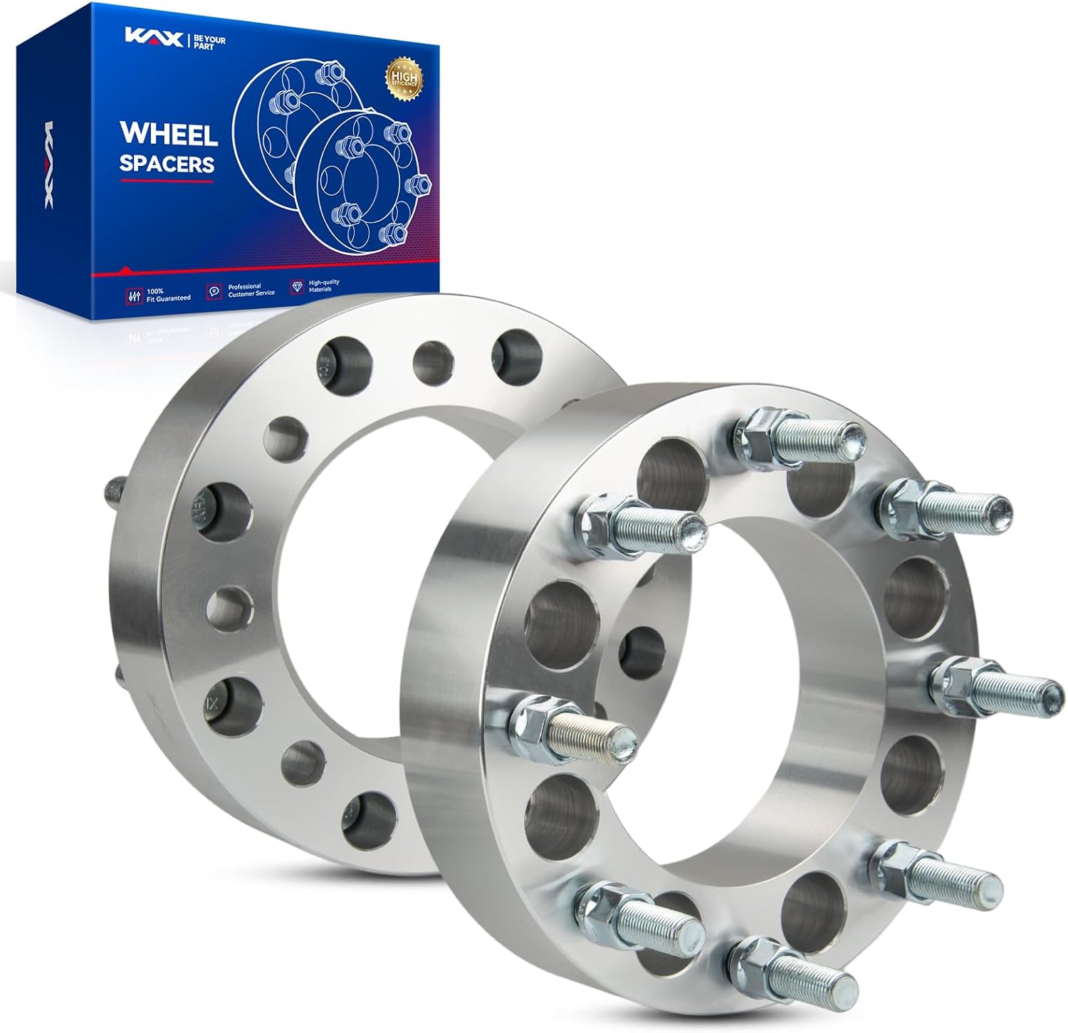 KAX 8x6.5 to 8x180 Wheel Adapters 2 inch, Lug Wheel Adapters (Changes Bolt Pattern) with M14x1.5 Studs 126.15mm Hub Bore,2Pcs Adapters fit for H2, Express 2500, Silverado 2500 HD