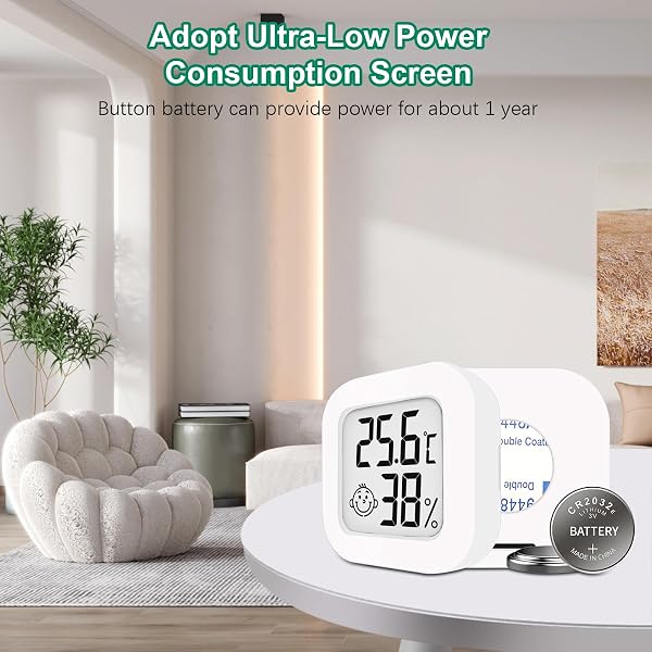 Lot de 6 hygromètres thermomètres d'intérieur mini LCD digital pour chambre de bébé, chambre de personnes âgées, bureau, salon, etc - 4