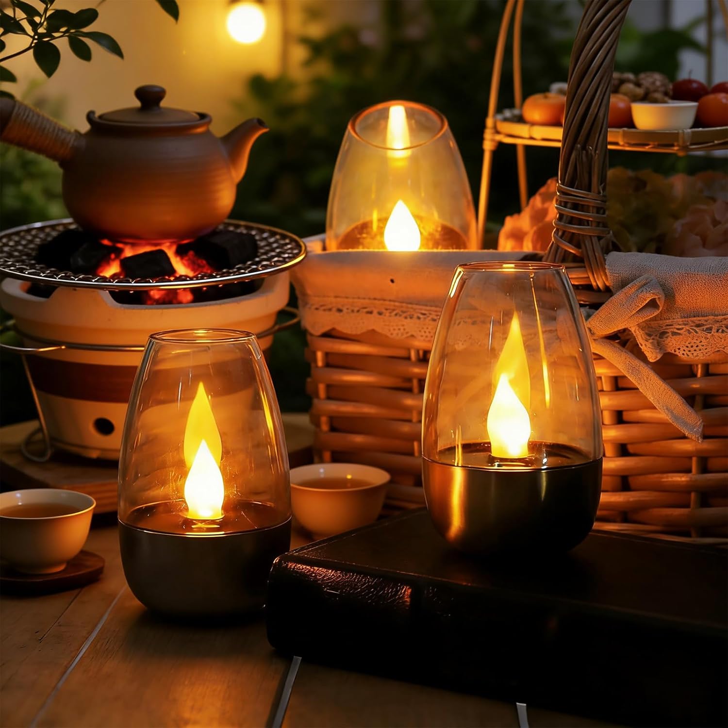 Solar Candle Light Flameless Ambiance Redefined, Outdoor IP65 Waterproof Table Lamp LED Candles with Dusk to Dawn Sensor for Lantern Garden Camping Party Home Decorations Warm Color (6pcs)