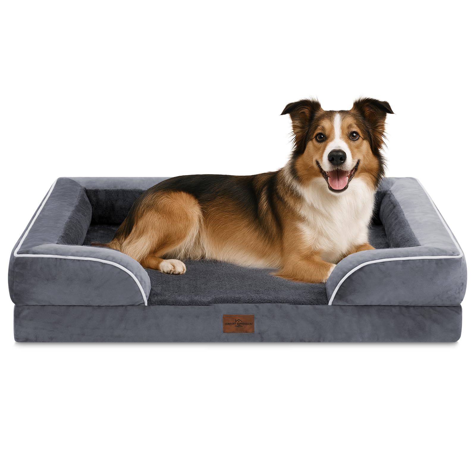 Comfort Expression Large Dog Bed, Waterproof Orthopedic Dog Sofa Bed Large Durable Comfy Pet Bed with Washable Removable Cover & Non-Slip Bottom