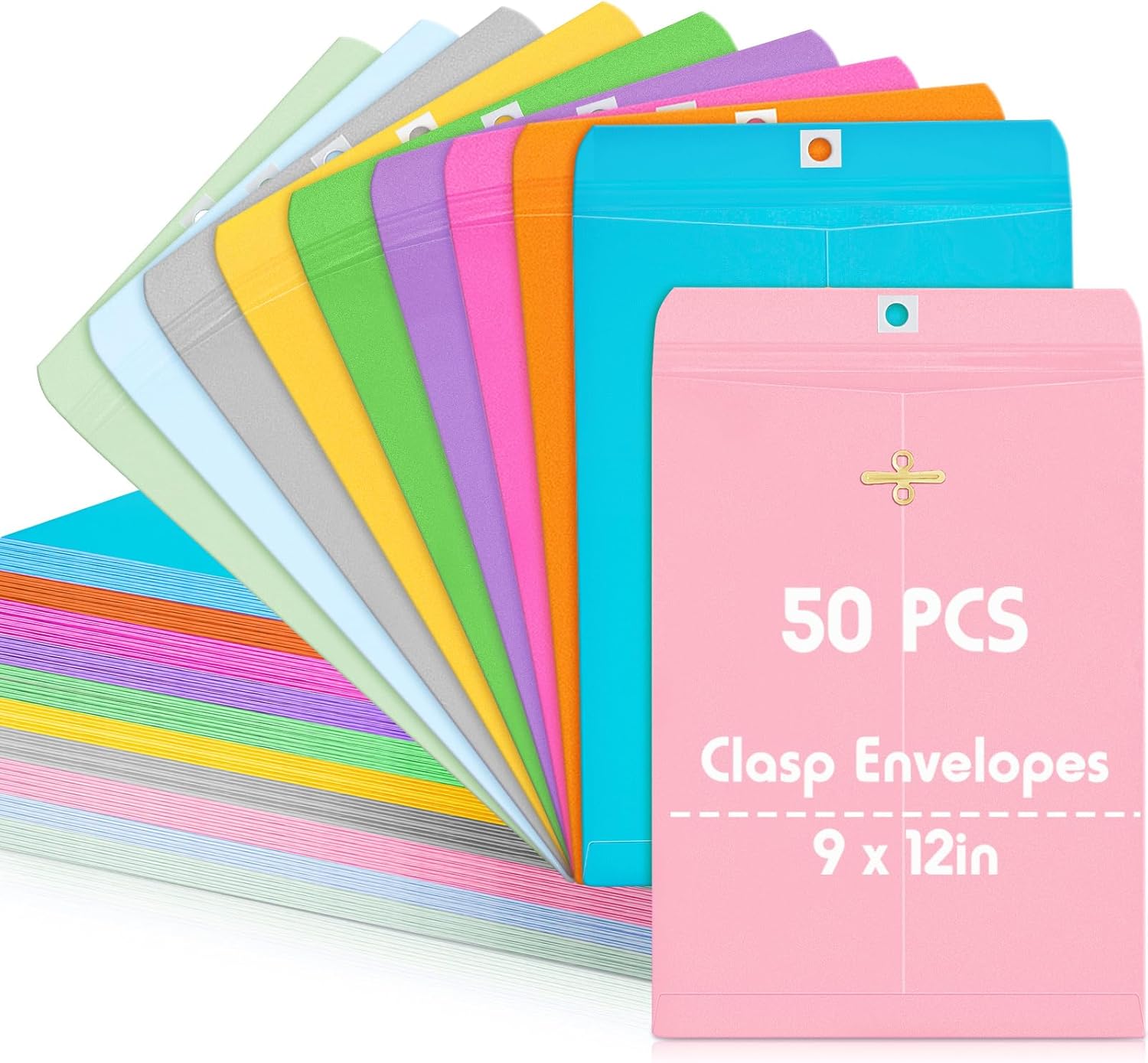 Geyee 50 Pcs 9 x 12 Inch Clasp Envelopes Letter Size