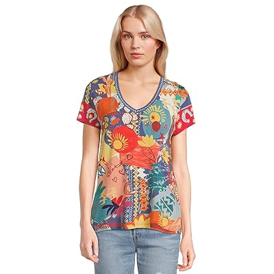 Johnny Was The Janie Favorite Short Sleeve V Neck T Shirts Women