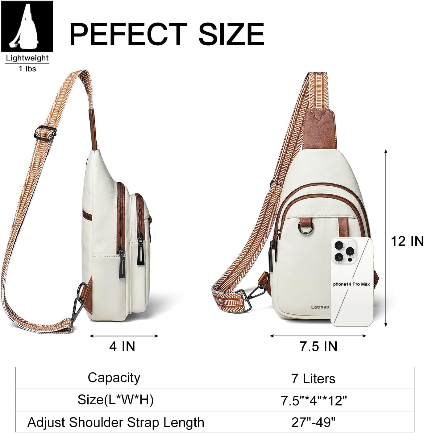 7L Sling Bag for Women Men Leather Small Sling Backpack Daypack Anti Theft Fanny Pack Crossbody Purse Travel - Image 5