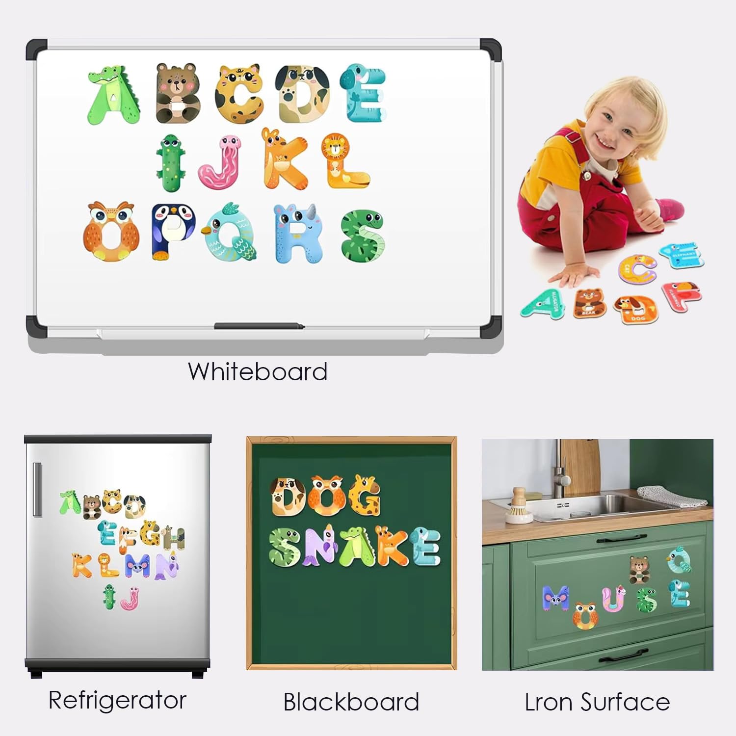 Lyrovo Magnetic Alphabet Letters for Kids - 26 Capital ABCD Animal Magnets - ABCD Toys for Kids 3