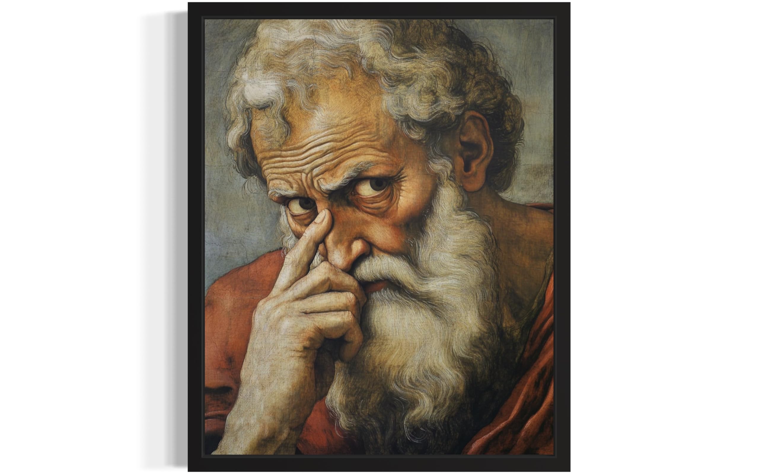 Michelangelo Funny Bathroom Wall Art Print Poster, Famous Celebrity Vintage Funny Classical Clothespin, Humor Amusing Toilet Art Pinching Nose Decor Gallery 13 (Michelangelo, 10"L x 8"W, Unframed)