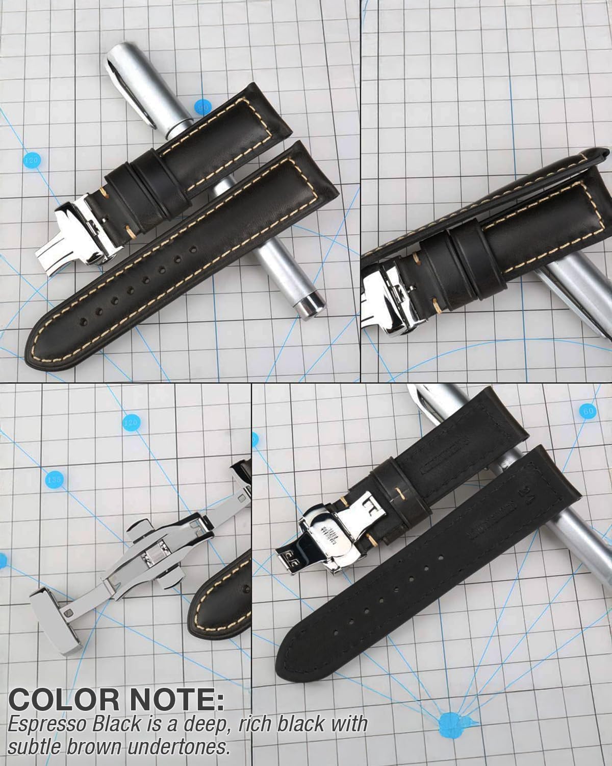 REZERO Watch Band, Vintage Oil Wax Leather Watch Straps 18mm 19mm 20mm 21mm 22mm 23mm 24mm 26mm Watch Belt for Men Women