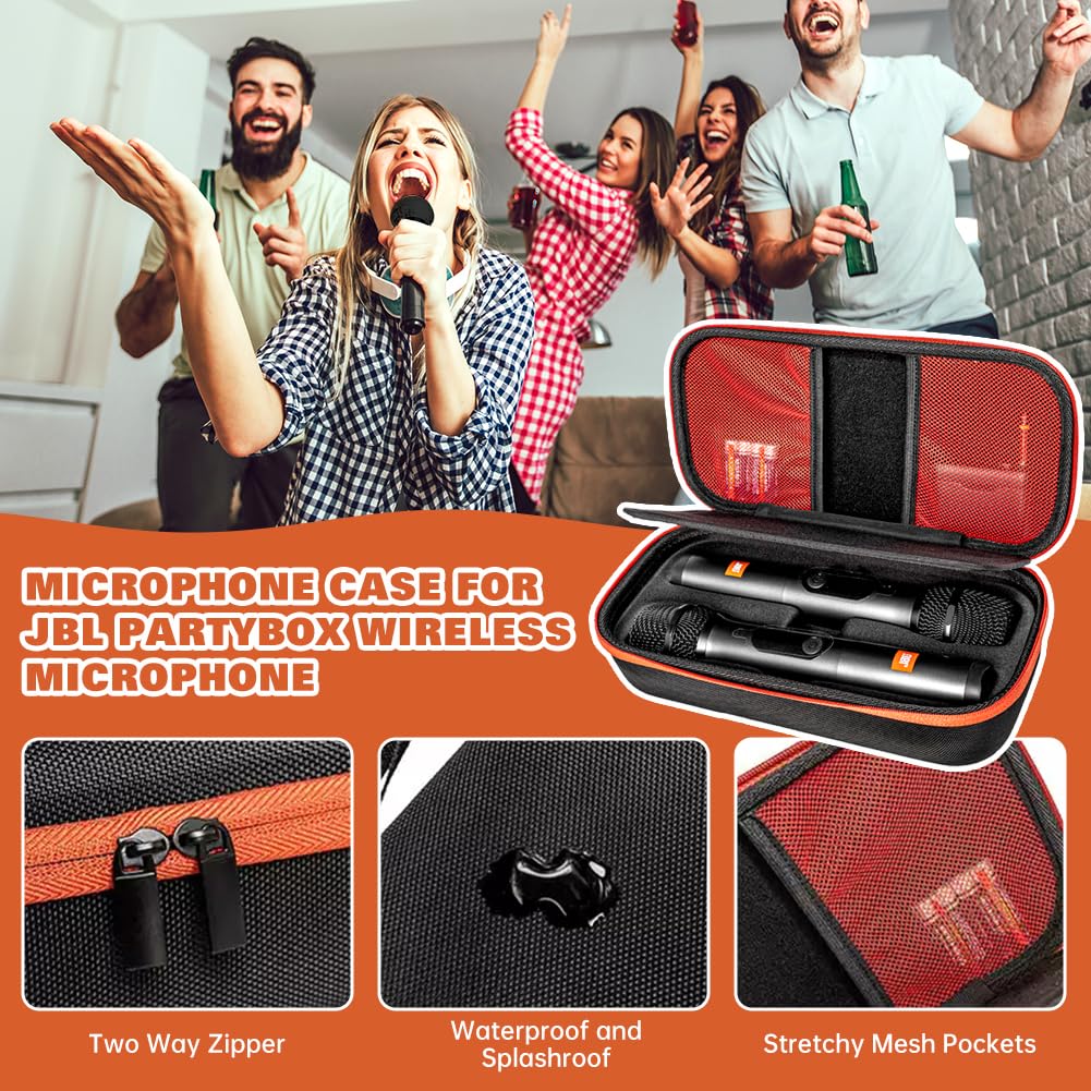 Housse Rigide EVA pour Système de Microphone Sans Fil JBL PartyBox, Étui de Transport Portable pour Deux Micros à Main, Boîte de Protection de Voyage