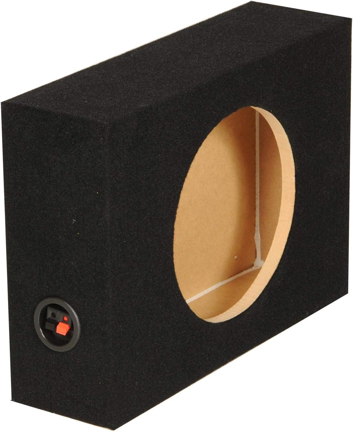 Q Power Single 10-Inch Shallow Subwoofer Enclosure โ Low-Profile Sealed MDF Car Audio Box with Charcoal Carpeting