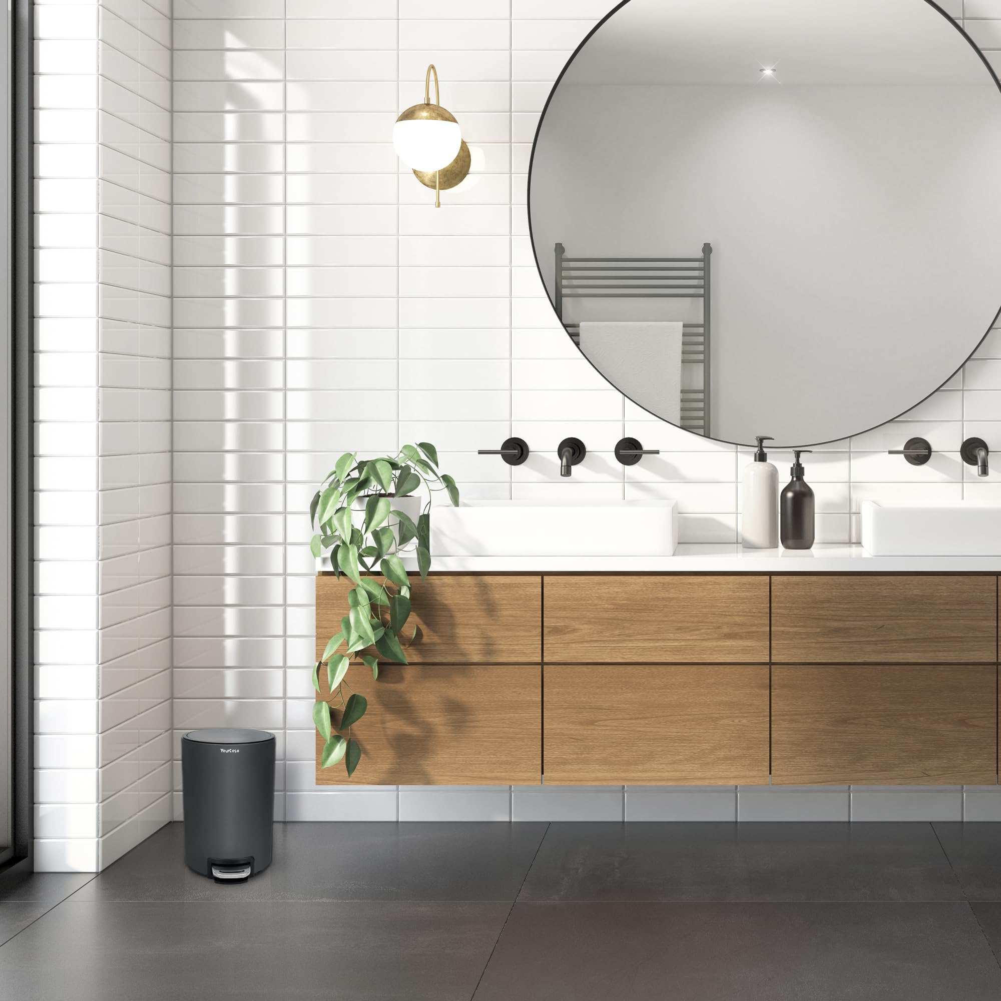 YourCasa® Cubo de Basura para Baño [5L] - Diseño Elegante Con Tapa y Cierre Suave - Interior Extraíble (Antracita)