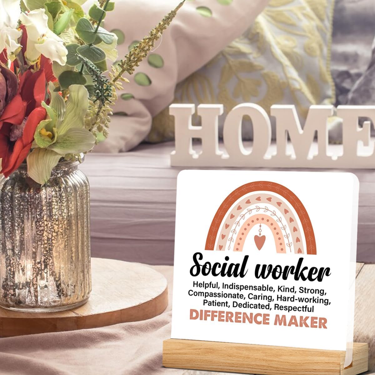 Social Worker Gifts, Motivational Social Worker Quote Acrylic Desk Plaque Sign Home Office Decoration 4 x 4 Inches - Image 5