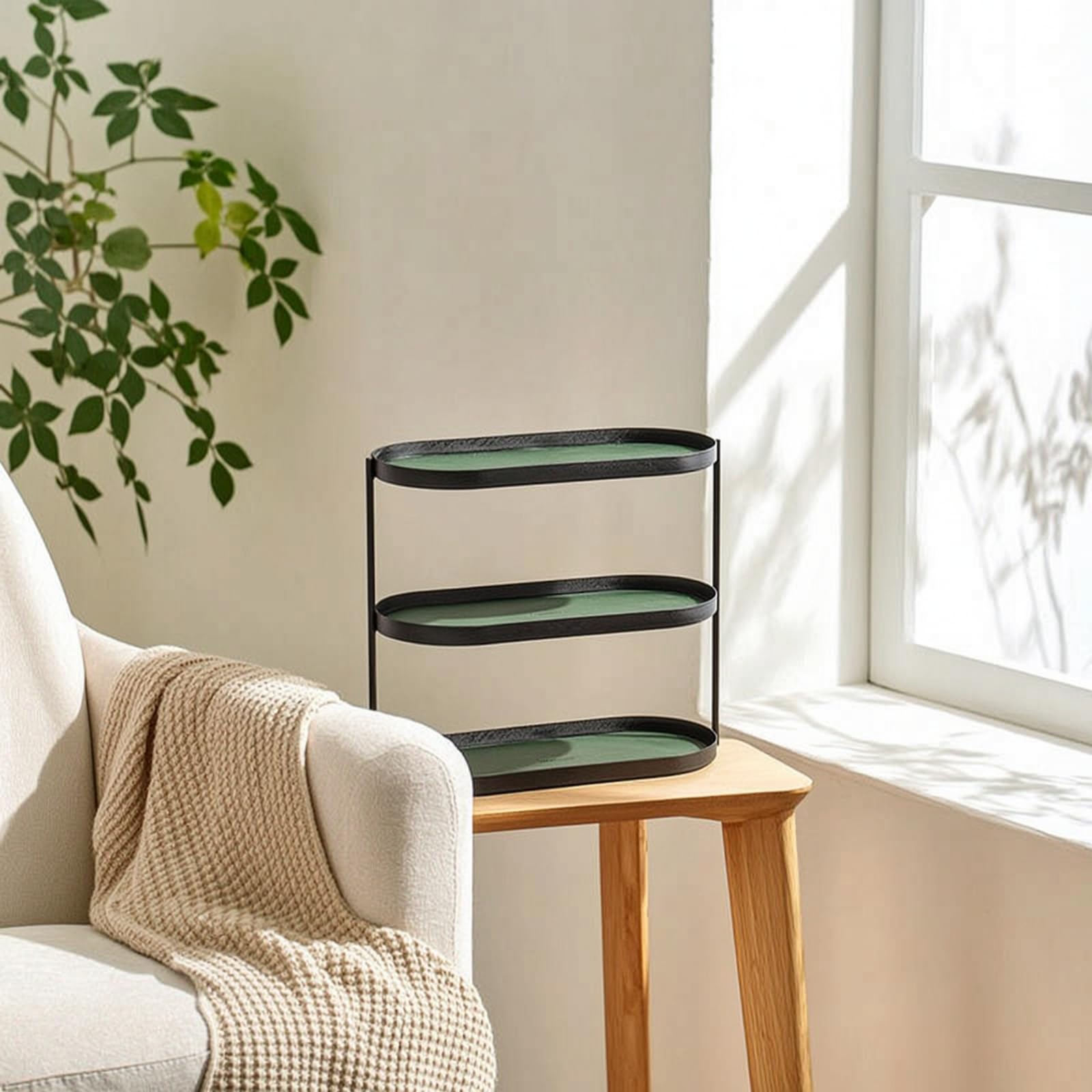 predolo Organizador Metálico Estantería con Acabado Sintético Morno para Escritorio, Beige, L