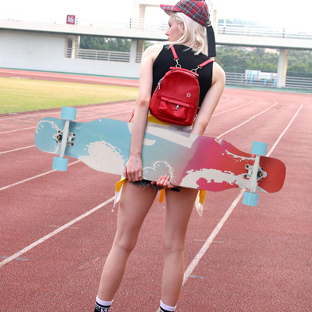 pour Adolescent, Longboard Professionnel en Bois D'érable Dur à Sept Couches, Charge Forte avec élasticité Douce pour Une Glisse Plus Stable