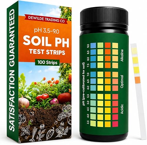 Soil Test Kit – 100 Soil pH Test Strips (3.5–9 Range) for Garden, Lawn & Indoor Plants – Easy At-Home Soil Testing