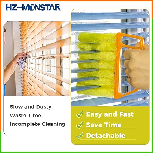Miniatura 3 de Limpiador veneciano para ventanas, herramienta limpiadora de polvo de 7 dedos, mini cepillo limpiador de mano para aire acondicionado, persianas de