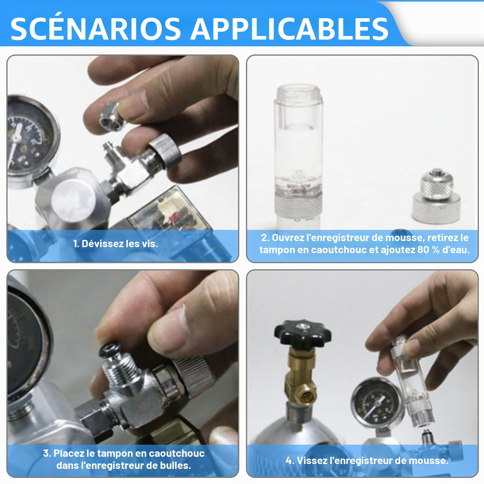 Réducteur de pression de CO2 pour aquarium, double jauge, interface W21.8, réducteur de pression CO2 pour aquarium avec électrovanne, compteur de bulles pour aquariums plantés