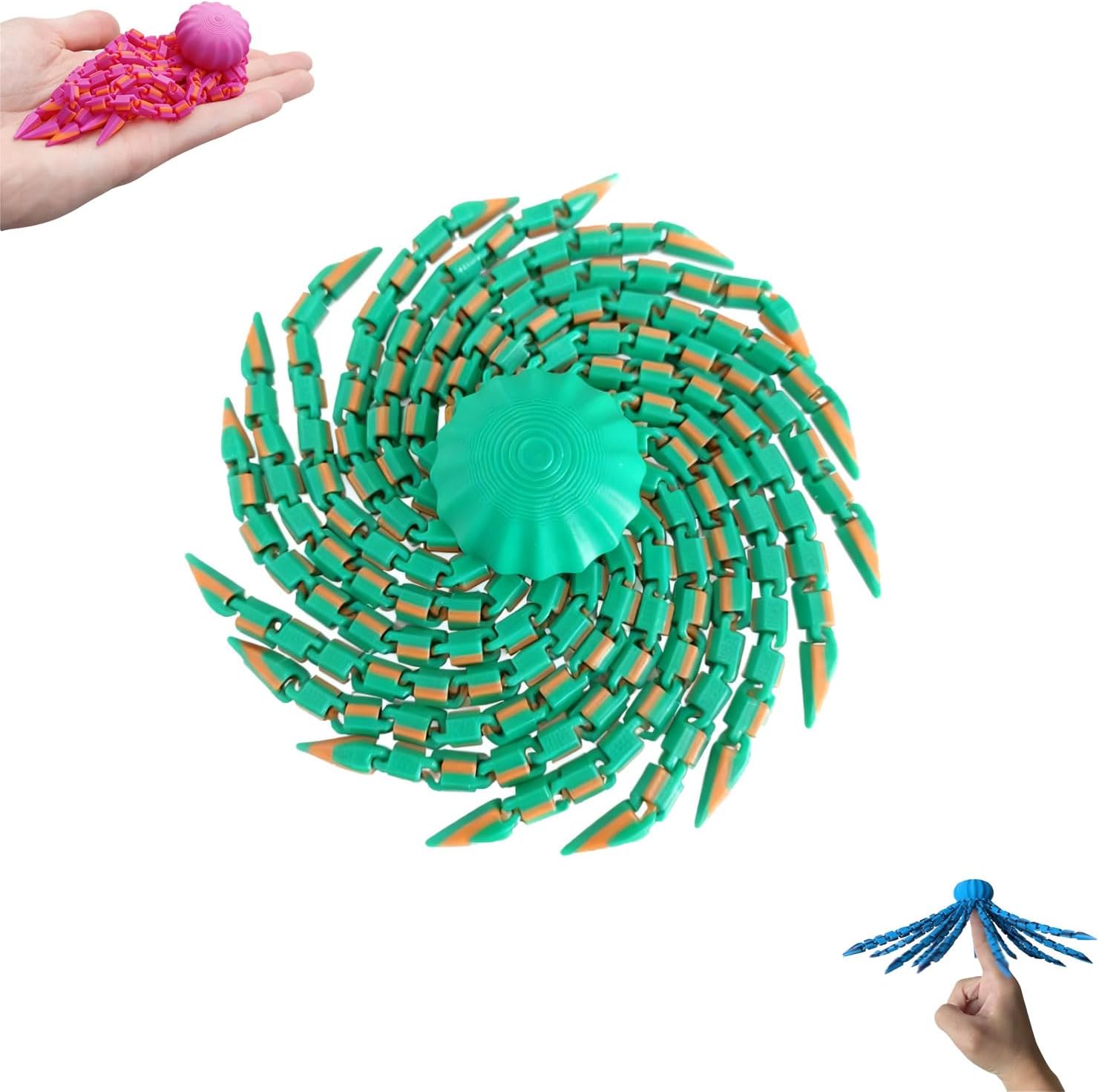 3D Printed Articulated Jellyfish Fidget, Jellyfish Toy, Fidget Spinner, Articulated Flexible Tentacle Toy for Stress and Anxiety Relief, Sensory Desk Ornament and Unique 3D Printed Gift Idea (Blue)