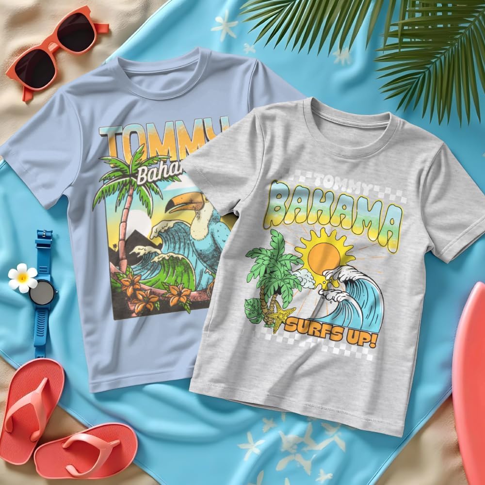 Tommy Bahama Boys 2-Pack Short Sleeve T-Shirt Bundle Graphic Print Boy Tees 2-Piece Set Fashion T Shirts
