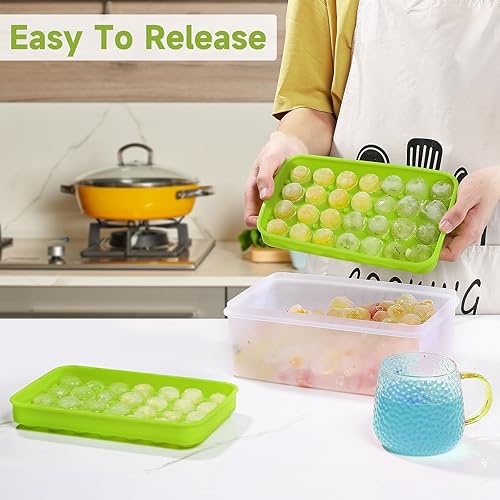 Miniatura 2 de Bandeja para cubitos de hielo, bandeja de silicona para bolas de hielo, molde redondo pequeño verde para cócteles, jugo, whisky, congelador, Keep