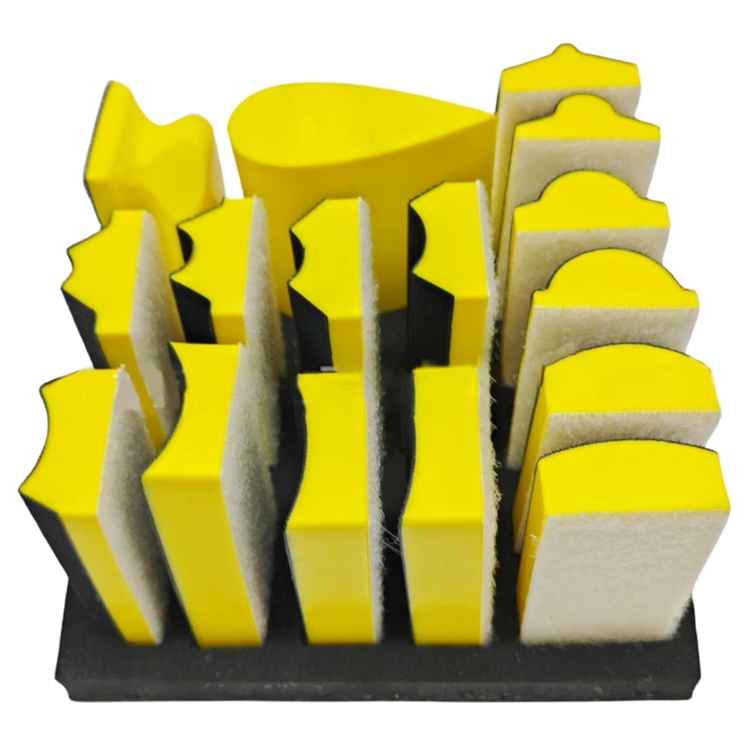 Foam Sanding Blocks, 16PCS Hand Sanding Block, Interchangeable Assorted Shapes Contour Sander with Adhesive Fastening for Wood Woodworking Blocks for Wood Contour Sander Tool